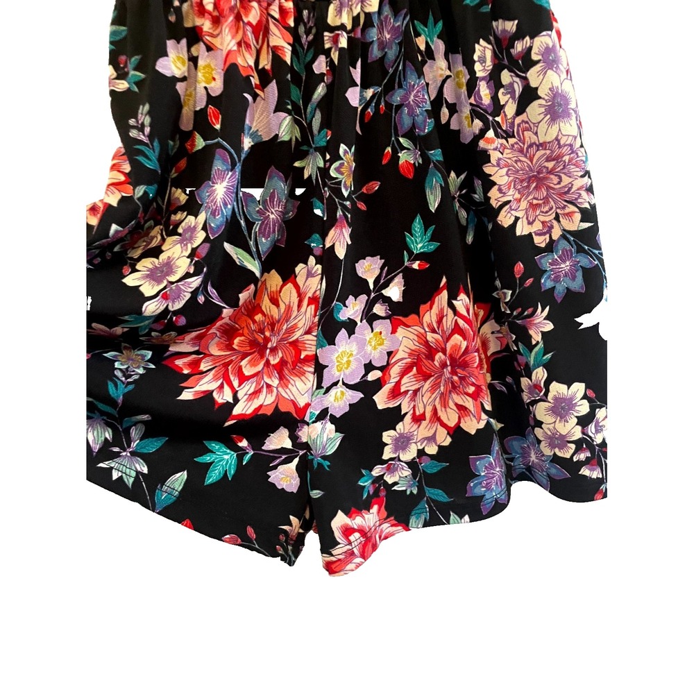 Bershka Floral Mini Romper Black Multicolor Women's M - Picture 3 of 5